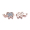 Brass Micro Pave Cubic Zirconia Normal Links, Elephant, Light Sky Blue, Rose Gold, 11x19.5x2mm, Hole: 1mm