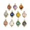 Natural Mixed Gemstone Faceted Connector Charms, Rack Plating Brass Teardrop Links, Golden, Mixed Dyed and Undye, 16.5x9.5x4mm, Hole: 1.4mm