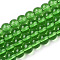 Transparent Glass Beads Strands, Round, Green, 6~6.5mm, Hole: 1.4mm, about 67~70pcs/strand, 14.76 inch~15.16 inch(37.5~38.5cm)