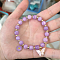 Natural Amethyst Round Beads Stretch Bracelets, Daisy Jewelry for Women