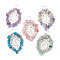 5Pcs 5 Styles Natural & Synthetic Mixed Gemstone Chip Pendants, Brass Leaf Charms, Platinum, 32x21x4mm, Hole: 4mm, 1pc/style