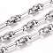 Iron Oval Link Chains, Unwelded, with Spool, Platinum, 8.5~9x3mm, about 32.81 Feet(10m)/Roll