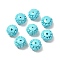 Synthetic Coral Dyed Carved Beads, Flower, Cyan, 13~14x8.5mm, Hole: 1.2mm