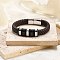 Braided Leather Cord Bracelets for Men, with 316 Surgical Stainless Steel Polished Buckle and 304 Stainless Steel Finding, Stainless Steel Color, 8-1/4 inch(21cm)