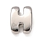 Brass Beads, Long-Lasting Plated, Rack Plating, Lead Free & Cadmium Free, Platinum, Letter H, 21x15.5x7mm, Hole: 18x4mm