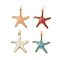 Rack Plating Brass Enamel Pendants, with Jump Ring, Long-Lasting Plated, Cadmium Free & Lead Free, Real 18K Gold Plated, Starfish Charm, Mixed Color, 22x20x3.5mm, Hole: 3mm