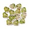 704Pcs Two Tone Transparent Acrylic Beads, Heart, Olive, 13x15x5mm, Hole: 1.8mm, about 704pcs/500g
