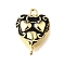 Brass Pendants, with Enamel, Heart Charms, Long-Lasting Plated, Cadmium Free & Lead Free, Rack Plating, Real 18K Gold Plated, 15.5x11.5x3.5mm, Hole: 1.2mm
