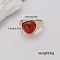 Heart Alloy Finger Rings for Women Party Accessory Gift, Golden
