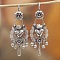 Flower Tassel Alloy Dangle Earrings, Antique Silver, 54mm