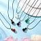 Natural Mixed Stone Gourd Pendant Necklaces, Polyester Cord Necklaces for Women, with Alloy & Brass & Iron Findings, Golden, 18.31 inch(46.5cm)
