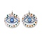Alloy Rhinestone Pendants, with Enamel, Evil Eye, Platinum, 30x25.5x5mm, Hole: 2mm