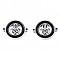304 Stainless Steel Enamel Links Connectors, Laser Cut, for Religion, Flat Round with Hamsa Hand/Hand of Fatima/Hand of Miriam, Stainless Steel Color, 14.5x18.5x2mm, Hole: 1.2mm