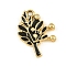 Blended Coffee Alloy Enamel Pendants, Golden, Leaf, 24x18x3mm, Hole: 2mm