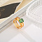 Rectangle Resin with Glass Finger Rings for Women, Orange, Inner Diameter: 17mm