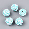 Handmade Polymer Clay Rhinestone and Resin Beads, Round with Butterfly, Cyan, 18~19mm, Hole: 1.8~2mm