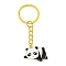 Alloy Enamel Keychain, with Iron Findings, Panda, Golden, 7.9cm, Pendant: 27mm
