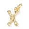 Brass Pendants, with Jump Ring, Golden, Letter Charm, Letter X, 12x7x2mm, Hole: 3mm