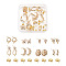 Brass Clear Cubic Zirconia Stud Earring Findings, with Loop, Mixed Shapes, Real 18K Gold Plated, Golden, 36pcs/box