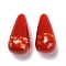 Resin Beads, Imitation Gemstone Chips Style, Half Drilled, Teardrop, Red, 28.5x15x15mm, Half Hole: 1mm