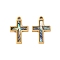 Ion Plating(IP) 304 Stainless Steel Pendants, Natural Paua Shell Cross Charms, Real 18K Gold Plated, 16.9x11.5x1.8mm, Hole: 1.4mm