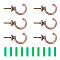 16Pcs 2 Style Zinc Alloy Hook Hanger, C-shaped, with Plastic Window Curtain Hooks, Red Copper, 16pcs/bag