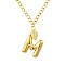 304 Stainless Steel Clear Cubic Zirconia Heart & Letter Pendant Curb Chain Necklaces for Women, Golden, Letter M, 16.54 inch(42cm)