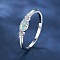 Alloy Rhinestone Plain Band Rings, Oval, Platinum, US Size 7(17.3mm)