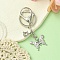Alloy Rhineston and ABS Plastic Pearl Keychain, with Iron Findings, Butterfly, Crystal, 8.2cm