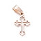 Ion Plating(IP) 304 Stainless Steel Pendants, Laser Cut, Hollow Cross, Rose Gold, 19x12x1.5mm, Hole: 3.5x7mm