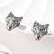 304 Stainless Steel Wolf Clip-on Earrings, Magnetic 303 Stainless Steel Tray Non-piercing Earrings for Women, Stainless Steel Color, 11.5x10mm