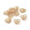 Brass Peg Bails Pendants, with Cubic Zirconia, For Half Drilled Beads, Heart, Clear, Real 18K Gold Plated, 18.5x20x5.5mm, Hole: 1.2mm, Pin: 0.8mm