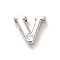 Rack Plating Brass Cubic Zirconia Beads, for Personalized Name Necklaces Making, Long-Lasting Plated, Lead Free & Cadmium Free, Alphabet, Letter V, 12.5x14x5mm, Hole: 2.7mm