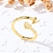 Brass Cuff Rings for Women, Letter, Letter H, Inner Diameter: 15.6mm
