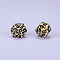 Colorful Pattern Printed Silicone Focal Beads, Black, 17x22.5x23mm, Hole: 3mm