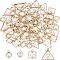 80Pcs 4 Style ABS Plastic Imitation Pearl Pendants, with UV Plating Acrylic Findings, Light Gold, Mixed Shape, Creamy White, 16~26x12~24x6~10mm, Hole: 1.5mm, 20pcs/style