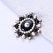 Golden Alloy Brooches, Geometric Round Imitation Pearl Brooches, Black, 55x51mm