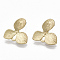 Smooth Surface Alloy Stud Earring Findings, with Loop and Steel Pin, Flower, Matte Gold Color, 15.5x15.5mm, Hole: 2mm, Pin: 0.7mm