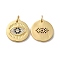 Rack Plating Brass Micro Pave Cubic Zirconia Pendants, with Jump Ring, Long-Lasting Plated, Lead Free & Cadmium Free, Flat Round with Evil Eye Charm, Real 18K Gold Plated, 15.5x1.5mm, Hole: 3mm