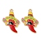 Cinco De Mayo Theme Alloy Enamel Pendants, Golden, Hat, 29.5x20.5x2.5mm, Hole: 1.8mm, 10pcs/set