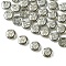 Electroplate Glass Beads, Flat Round with Letter, Dark Gray, Letter M, 9.5~10x4~5mm, Hole: 1mm, about 30pcs/set