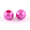 ABS Plastic Imitation Pearl European Beads, Large Hole Rondelle Beads, Magenta, 11.5~12x10mm, Hole: 5mm