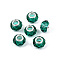Transparent Glass European Beads, Large Hole Beads, with Brass Cores, Faceted, Rondelle, Teal, 13.5~14x9~9.5mm, Hole: 5mm