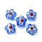 Handmade Silver Foil Glass Lampwork Beads, Flower, Royal Blue, 14~14.5x14.5~15x8~9mm, Hole: 1.4~1.6mm
