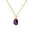 Natural Amethyst Irregular Oval Pendant 304 Stainless Steel Cable Chain Necklaces for Women, Real 18K Gold Plated, 14.96 inch(38cm)