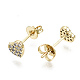 Brass Micro Pave Clear Cubic Zirconia Stud Earrings EJEW-T046-26G-NF-2