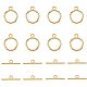 PandaHall 40 Sets Golden Flat Round Tibetan Style Toggle Clasps for Jewelry Making TIBE-PH0001-01G-NR-1