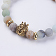 Bracelets extensibles en perles d'amazonite de fleurs naturelles BJEW-E325-E02-F-2