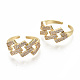 Brass Micro Pave Clear Cubic Zirconia Cuff Rings RJEW-S045-034G-NR-2