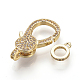 Brass Micro Pave Cubic Zirconia Lobster Claw Clasps ZIRC-S058-17G-2